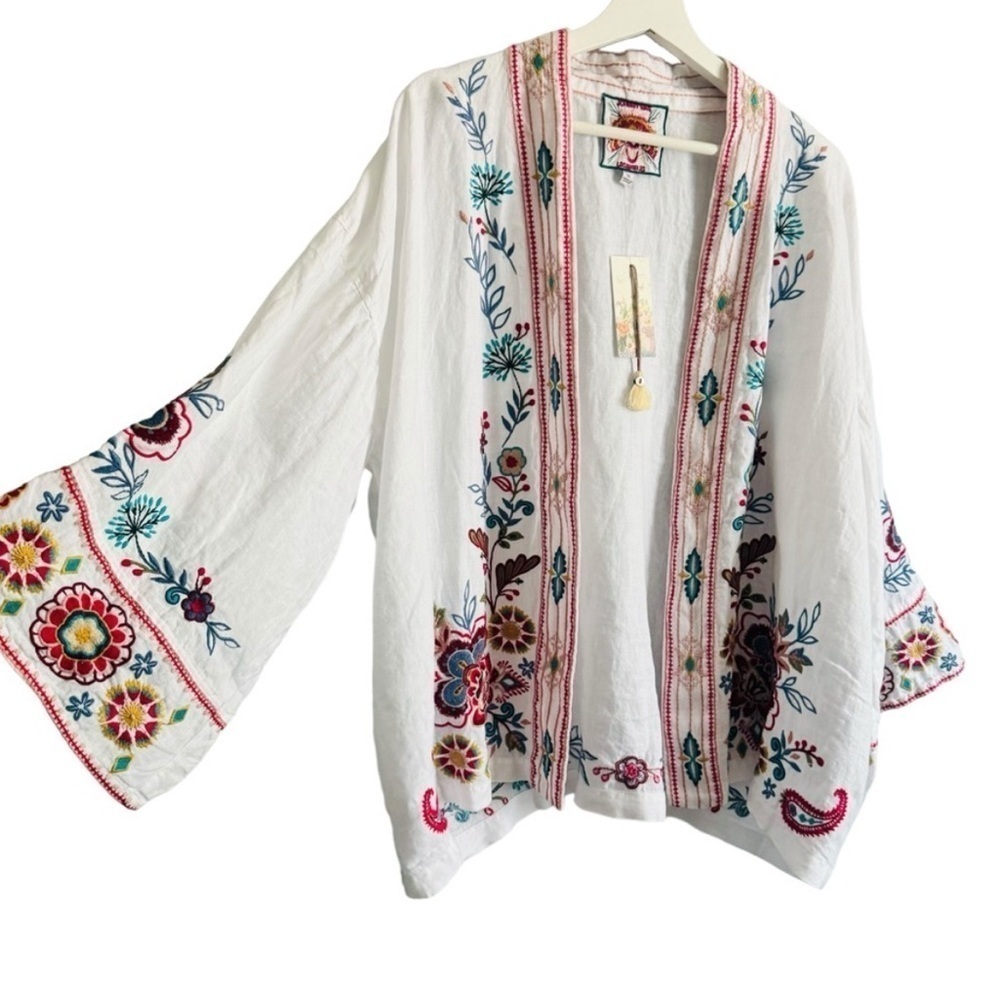 JOHNNY WAS SICILIA EMBROIDERED LINEN KIMONO NWT - Picture 2 of 11